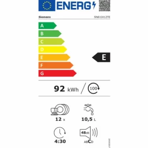 Spülmaschine 60cm 12c 48db E Voll Integriert – Sn61ix12te – Siemens 9