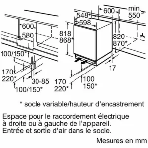 Stromabnehmer 1-türiger Einbaukühlschrank 123l F – Ku15ladf0 – Siemens 15
